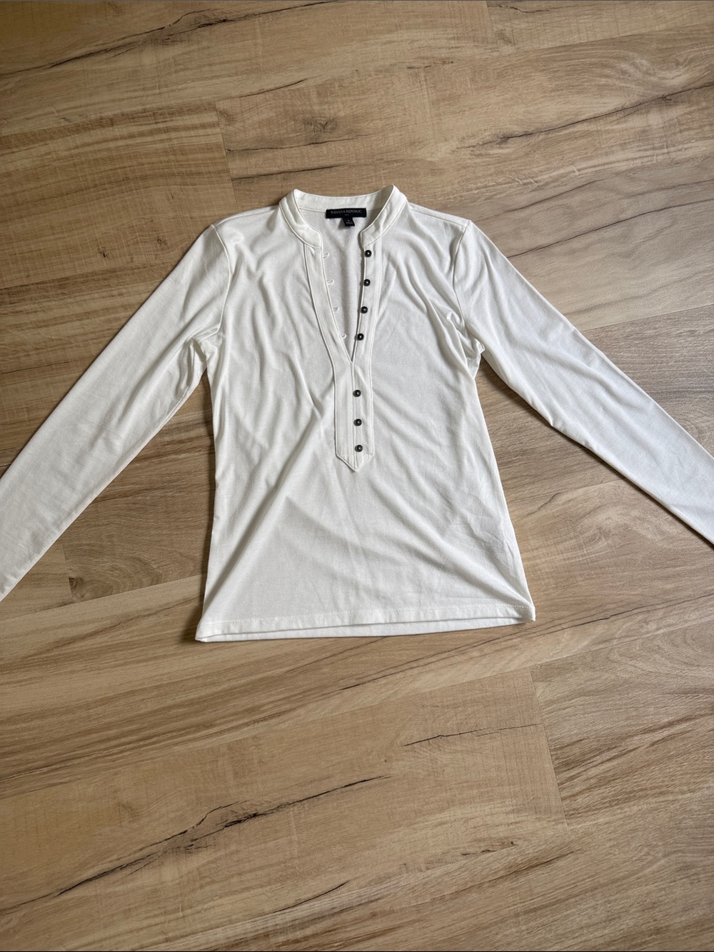 Banana Republic Off-White Long Sleeve Henley Top